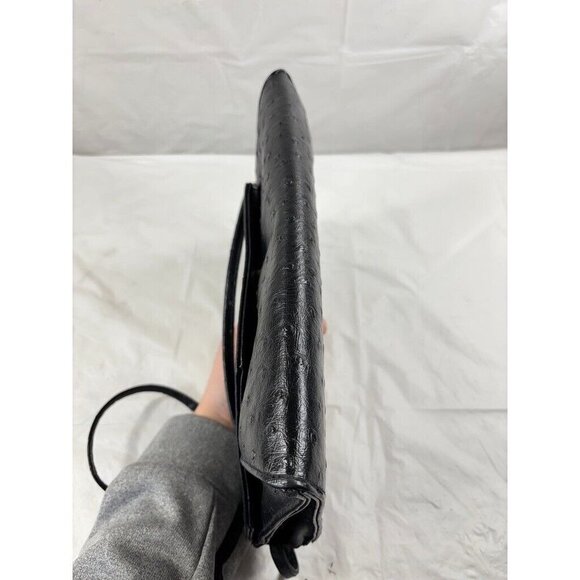 Vintage Bueno Envelope Shoulder Bag Black Faux Ostrich - Picture 7 of 12